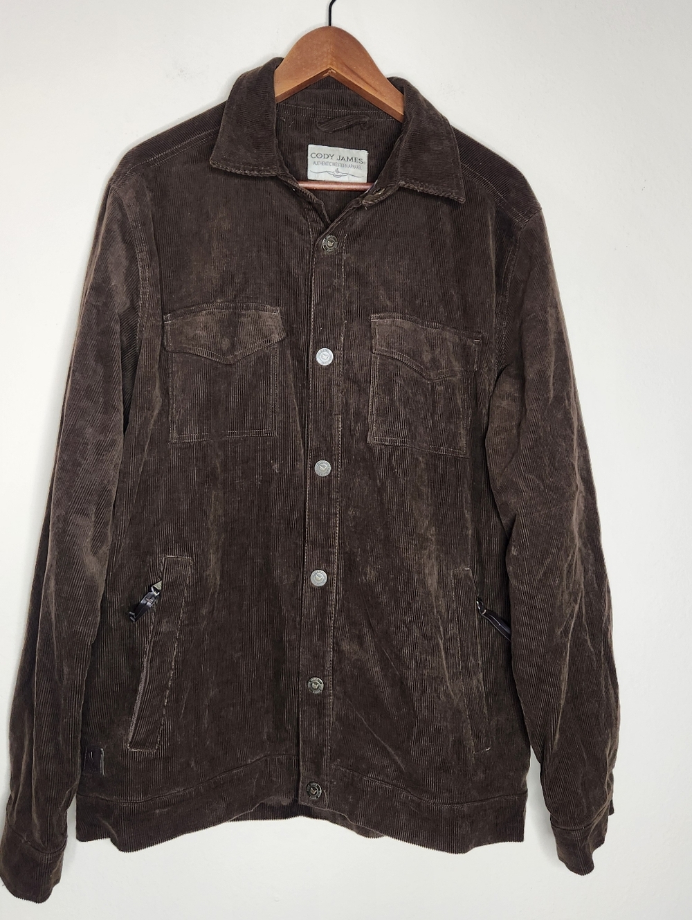 Cody James Mens Large Brown Corduroy Snap Jacket